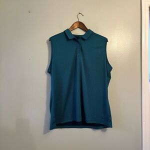 NWT Nike womens dri-fit victory blue printed golf polo button tank top XXL